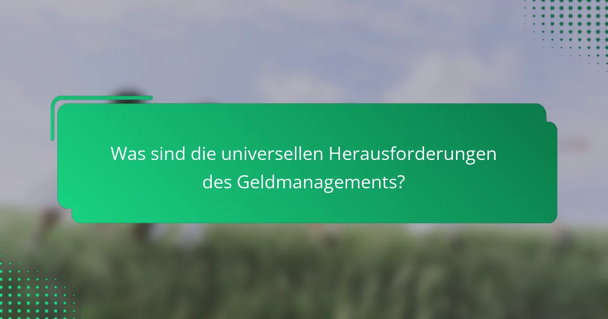 Was sind die universellen Herausforderungen des Geldmanagements?