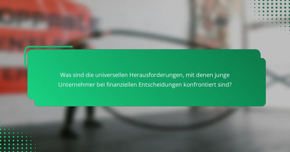 Was sind die universellen Herausforderungen, mit denen junge Unternehmer bei finanziellen Entscheidungen konfrontiert sind?