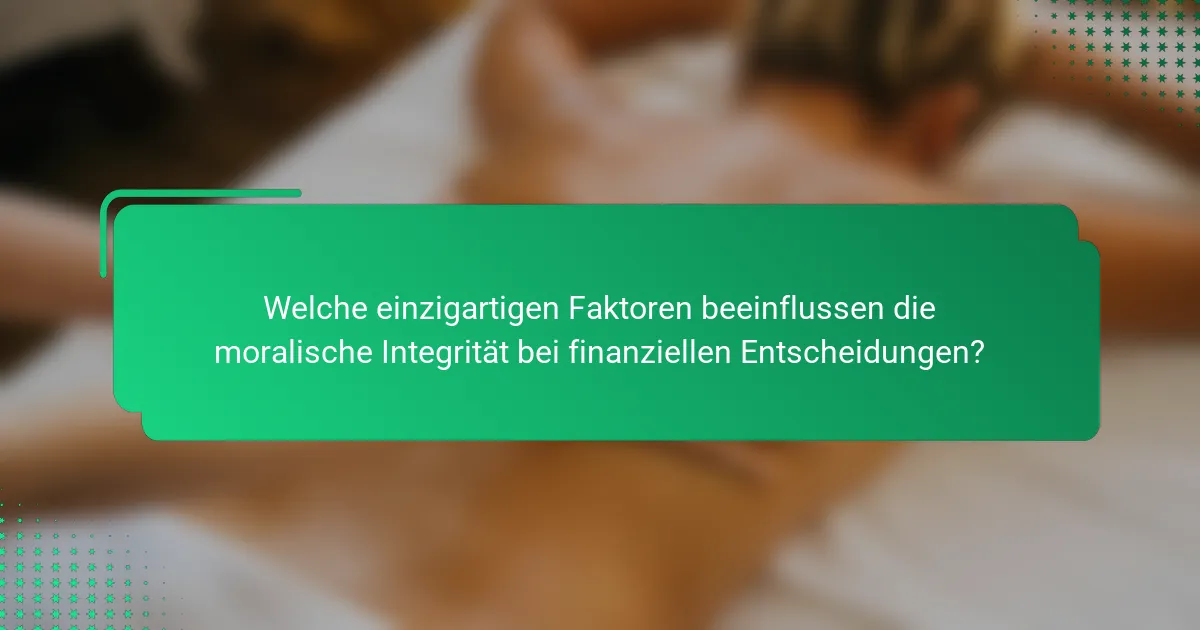 Welche einzigartigen Faktoren beeinflussen die moralische Integrität bei finanziellen Entscheidungen?