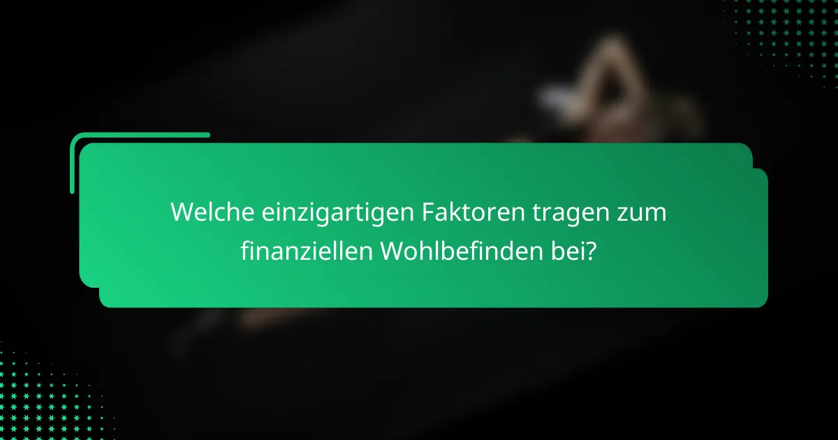 Welche einzigartigen Faktoren tragen zum finanziellen Wohlbefinden bei?