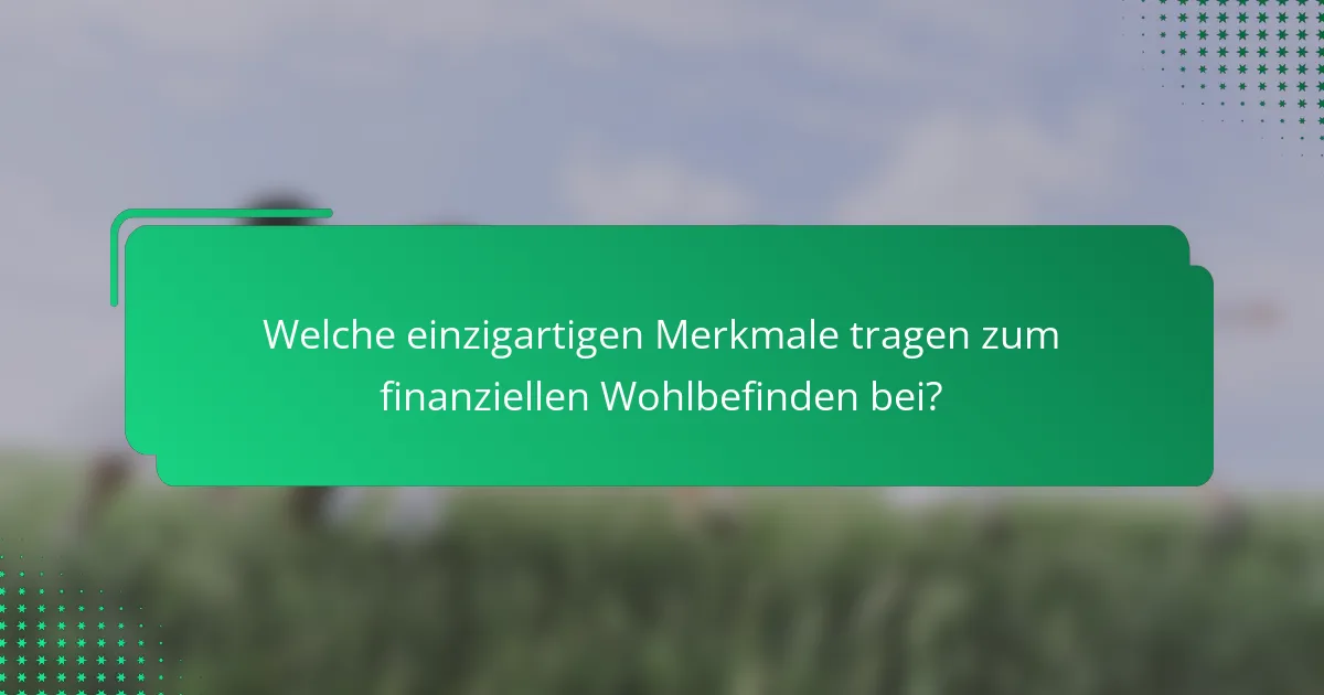 Welche einzigartigen Merkmale tragen zum finanziellen Wohlbefinden bei?
